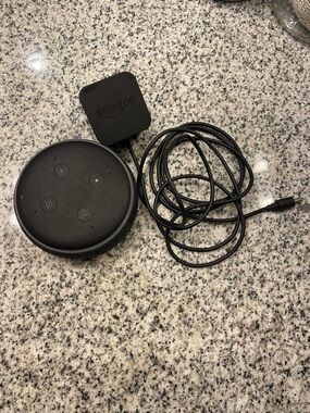 Amazon Black Echo Dot with Power Adapter and Cable